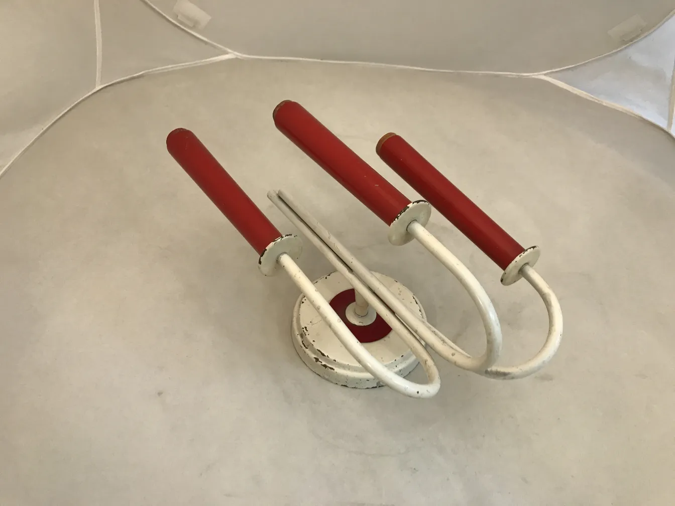 Antique pair of sconces Jean royère with red detailing