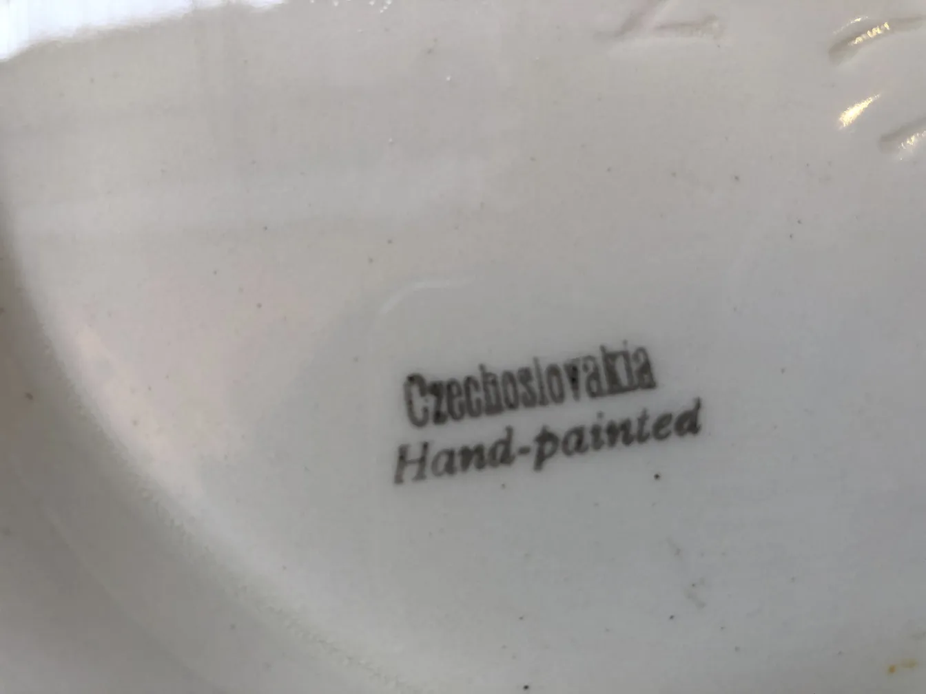 Antique ceramic, handcrafted, from Czechoslovakia. Unique visual details.