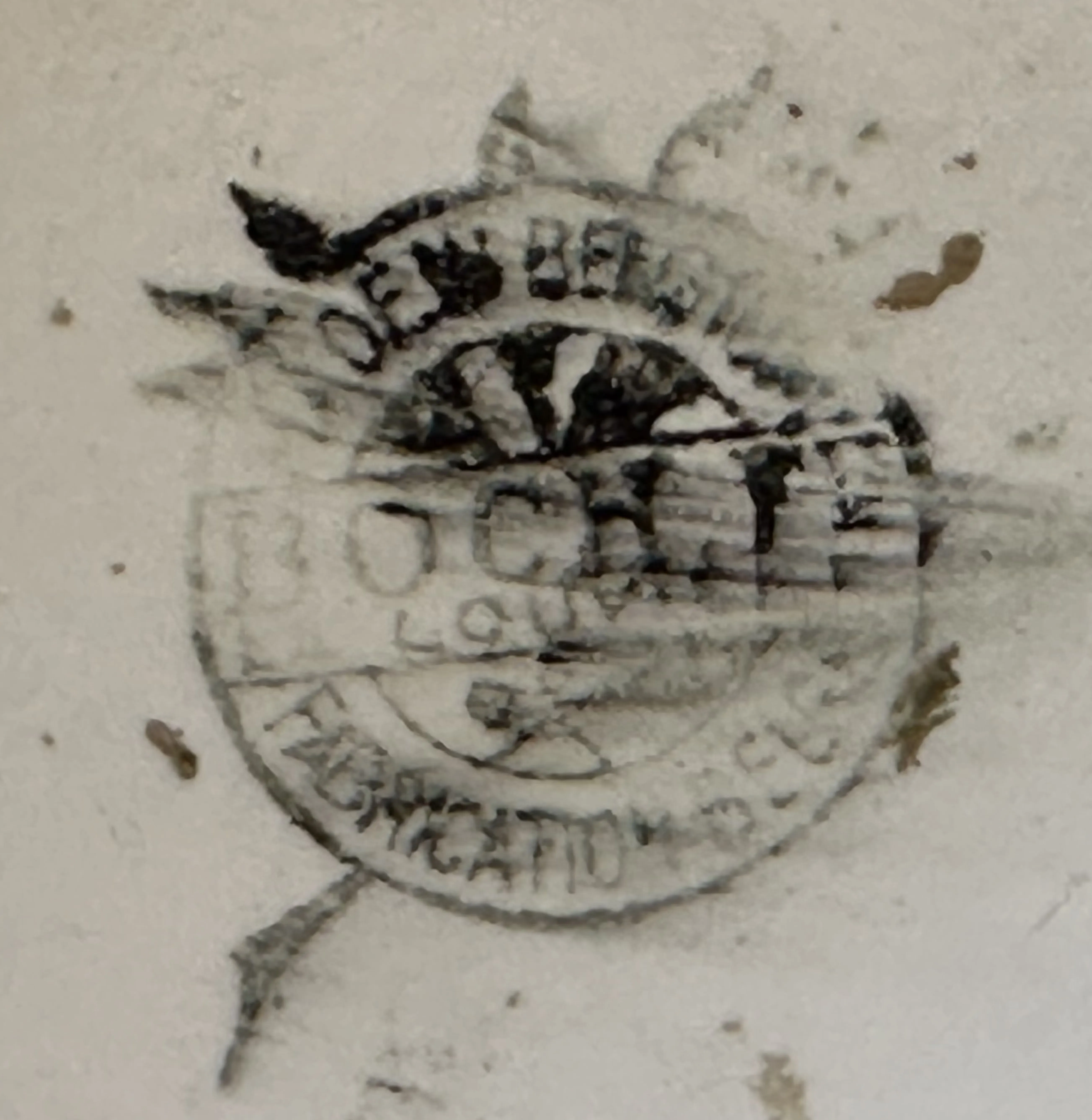 Sceau ancien BOCH. F avec inscription visible, détails en forme circulaire.