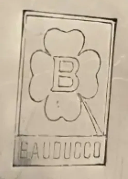 Sceau ancien de Bauducco avec motif floral