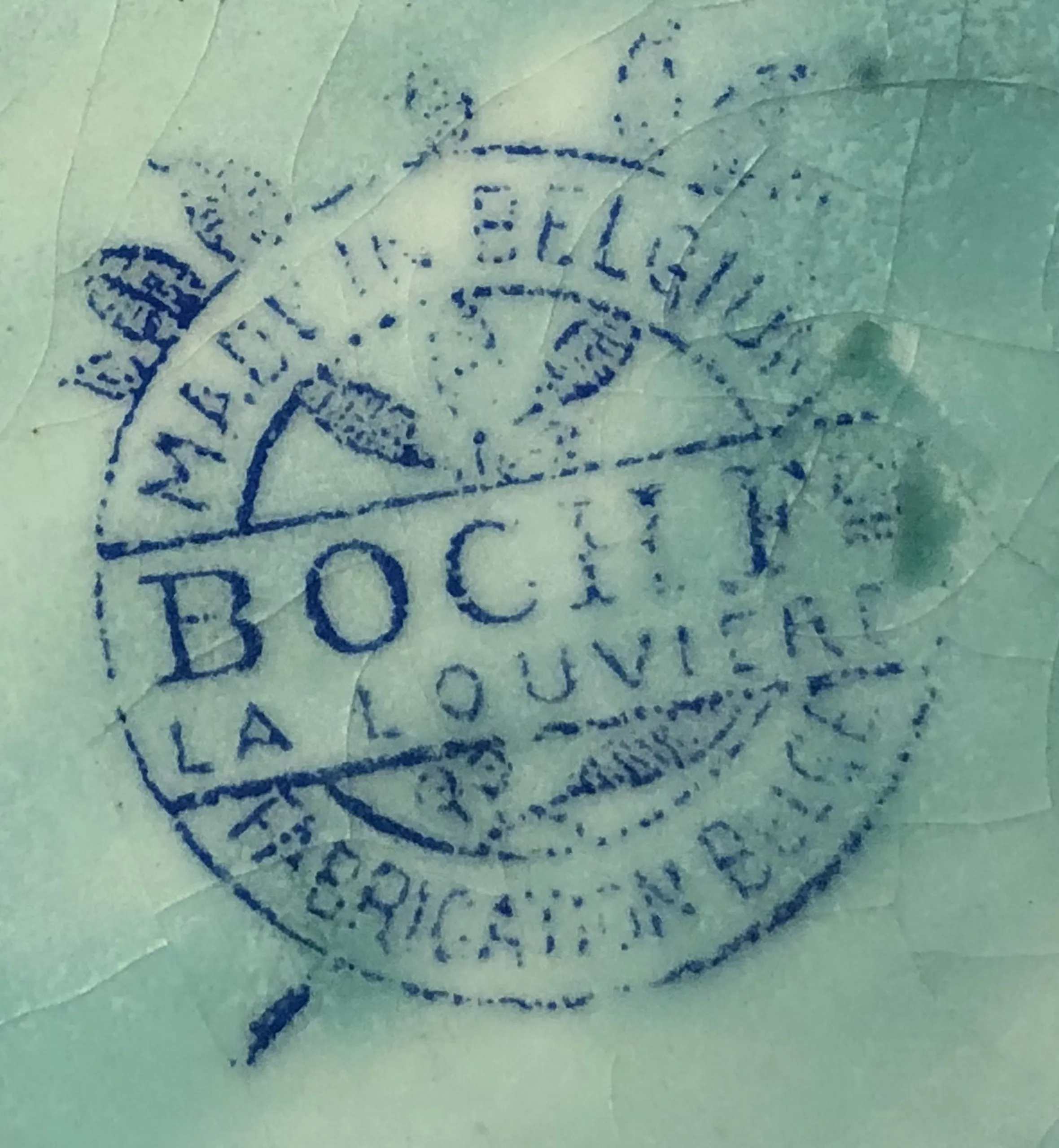 старинная печать boch f с синими надписями
